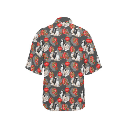 Japanese Chin Pattern Print Design 02 Women's Hawaiian Shirt