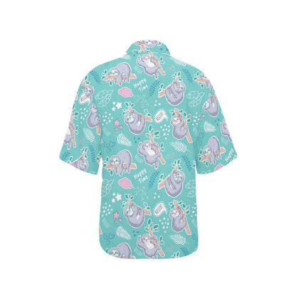 Sloth Print Design LKS309 Women's Hawaiian Shirt
