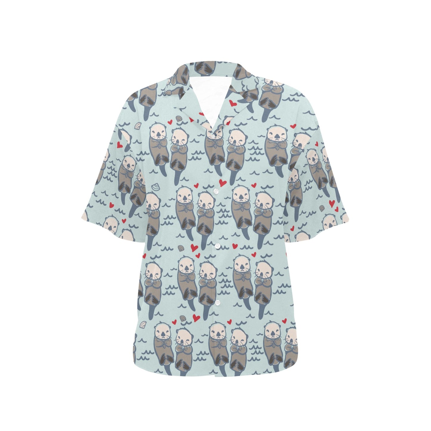 Sea Otter Pattern Print Design 03 Women's Hawaiian Shirt