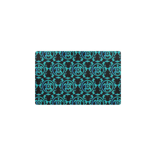 turquoise Tribal Sea Turtle Hawaiian Kitchen Mat