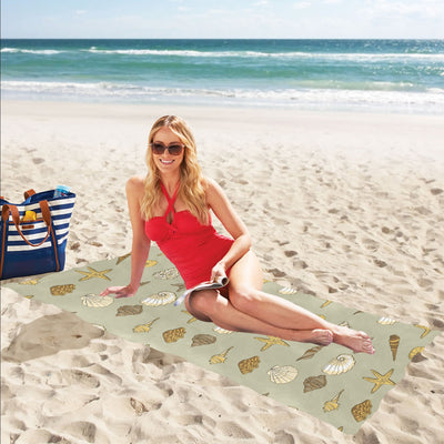 Seashell Beach Print Design LKS303 Beach Towel 32" x 71"