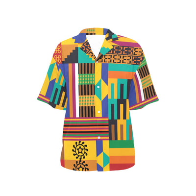 Kente Pattern Print Design 03 Women's Hawaiian Shirt