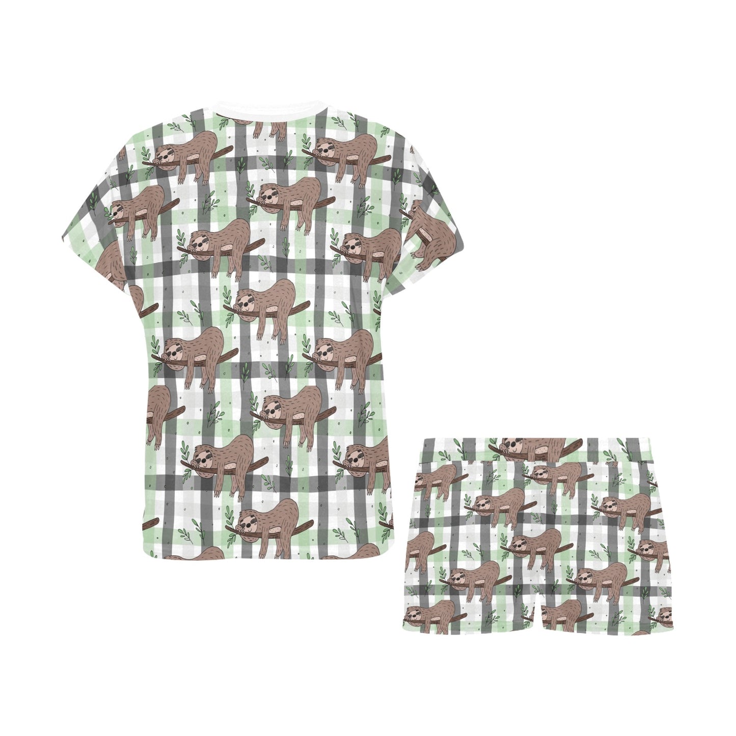 Sloth Print Design LKS301 Women's Short Pajama Set