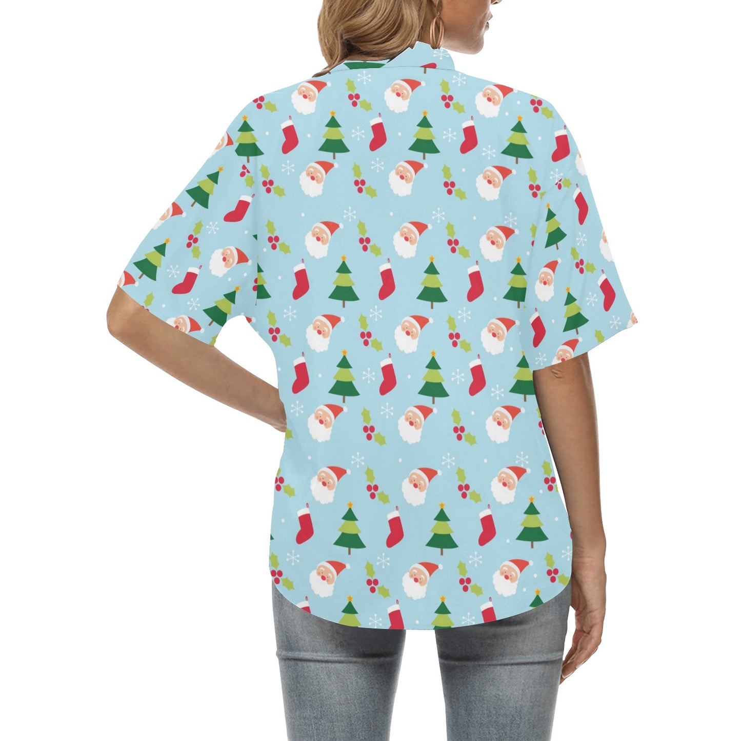 Santa Themed Print Design LKS301 Women's Hawaiian Shirt