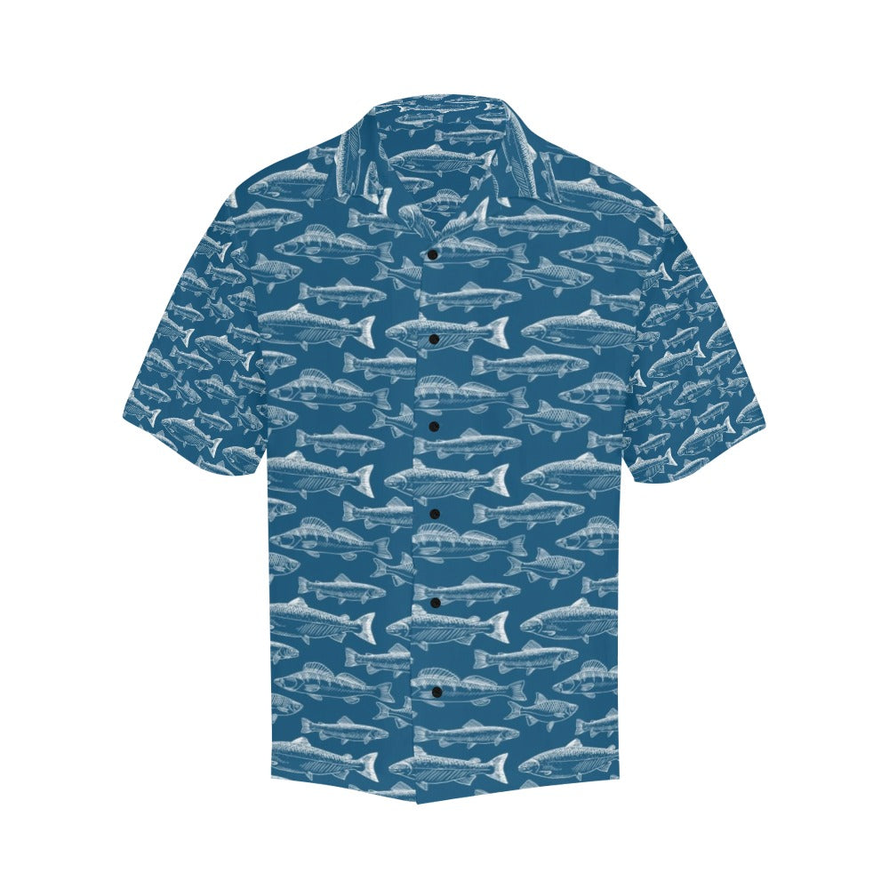 Salmon Fish Print Design LKS301 Men's Hawaiian Shirt