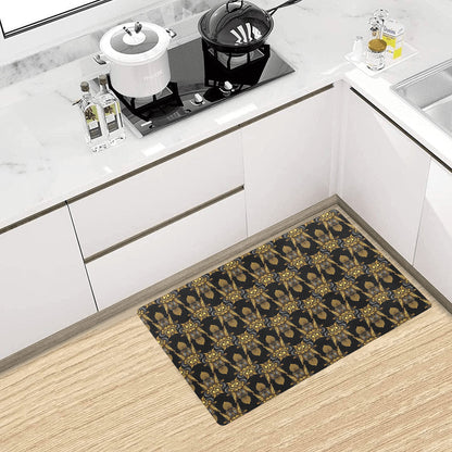 Steampunk Gold Owl Design Themed Print Kitchen Mat