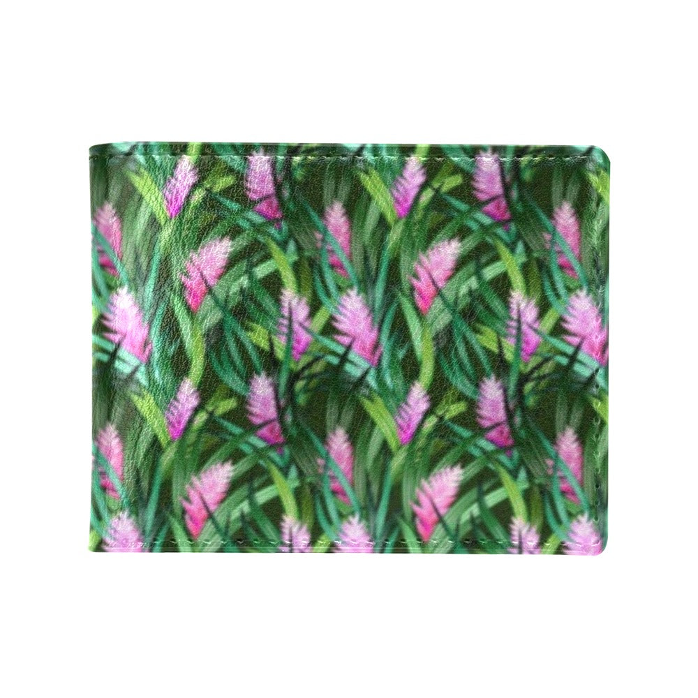 Tropical Folower Pink Heliconia Print Men's ID Card Wallet
