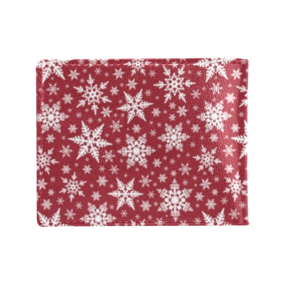 Snowflake Red Print Design LKS302 Men's ID Card Wallet