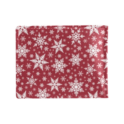 Snowflake Red Print Design LKS302 Men's ID Card Wallet