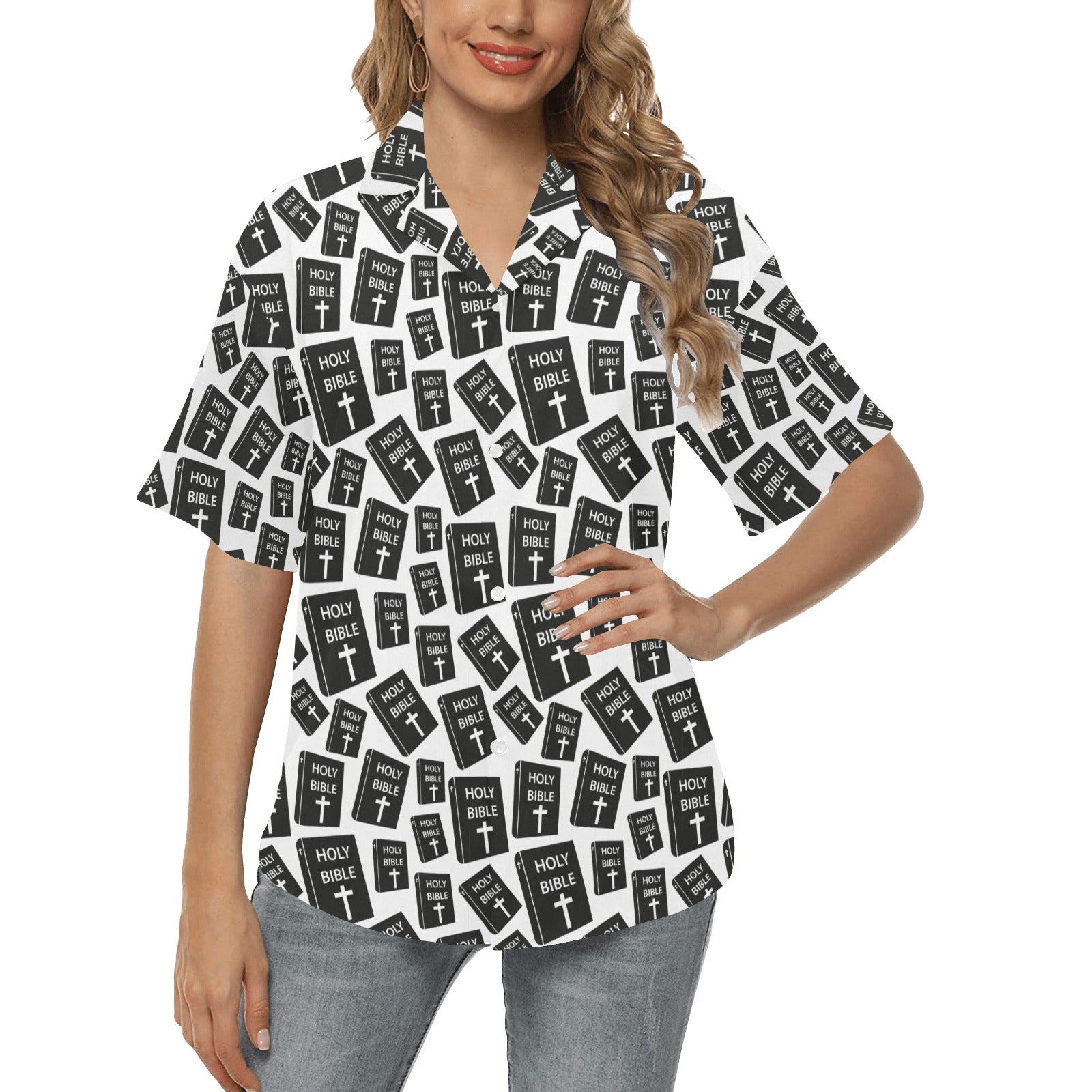 Christian Holy Bible Book Pattern Women's Hawaiian Shirt