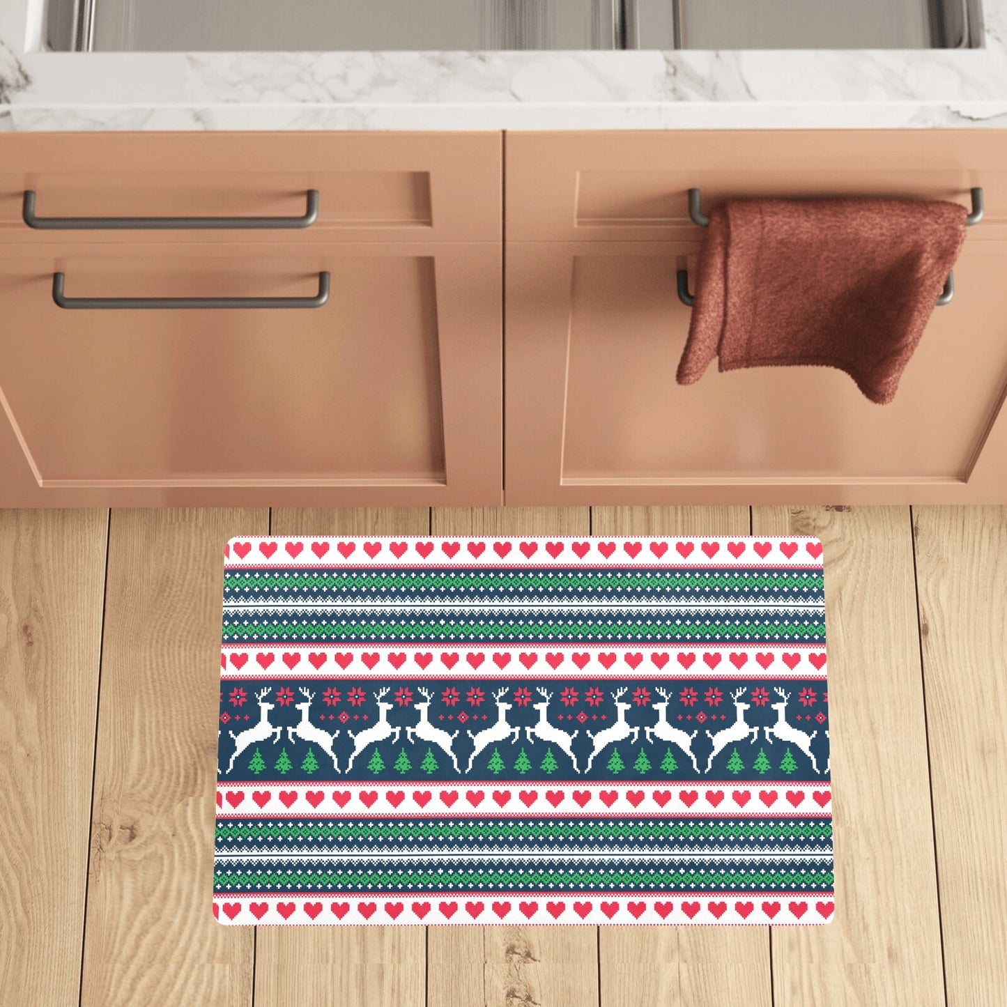 Reindeer Pattern Print Design 03 Kitchen Mat