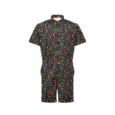 Music Note Colorful Themed Print Men's Romper