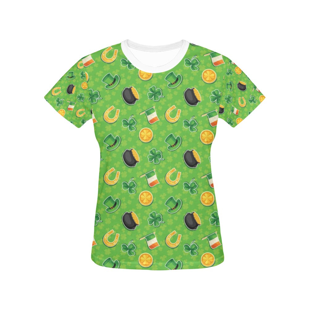 Shamrock Saint Patrick's Day Print Design LKS302 Women's  T-shirt