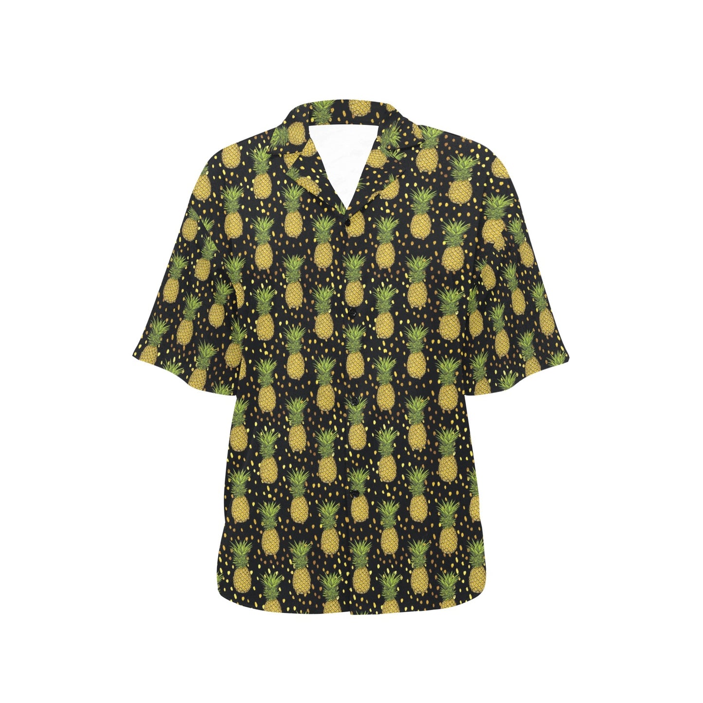 Pineapple Gold Dot Themed Print Women's Hawaiian Shirt
