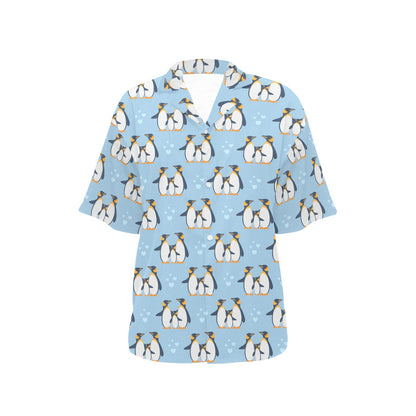 Penguin Pattern Print Design A04 Women's Hawaiian Shirt