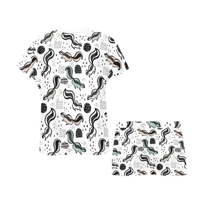 Skunk Print Design LKS303 Women's Short Pajama Set