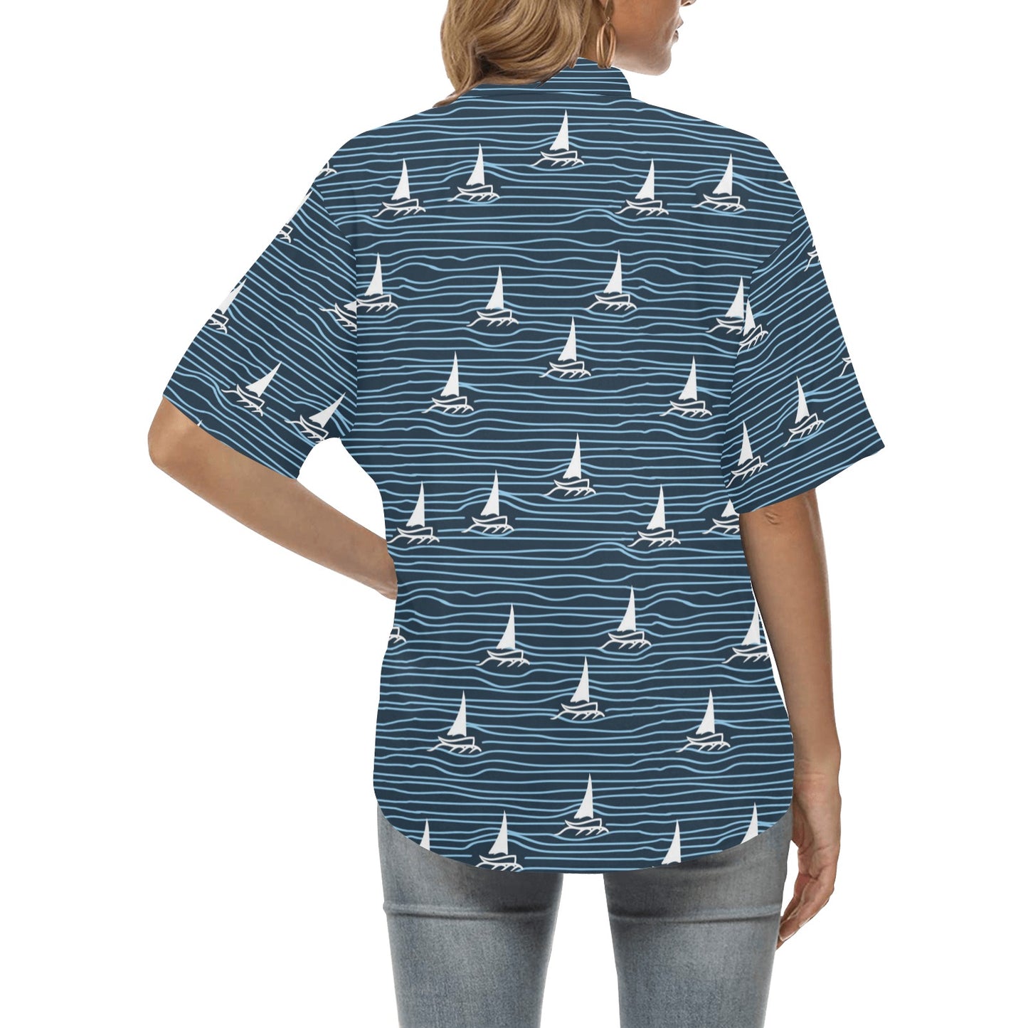 Sailboat Print Design LKS303 Women's Hawaiian Shirt