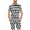 Calendar Aztec White Black Print Pattern Men's Romper