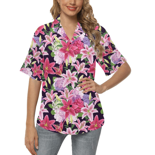 Lily Pattern Print Design LY017 Women's Hawaiian Shirt