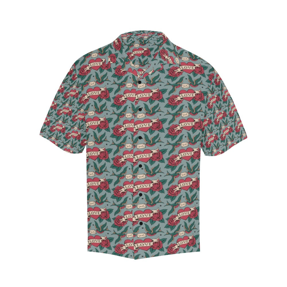 Tattoo Heart Print Design LKS301 Men's Hawaiian Shirt