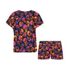 Skull Multicolor Print Design LKS3011 Women's Short Pajama Set