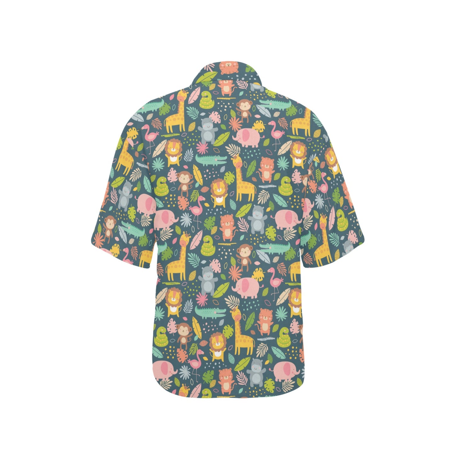 Safari Animal Cartoon Print Design LKS305 Women's Hawaiian Shirt