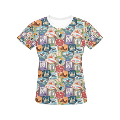 Travel Stamp Print Design LKS301 Women's  T-shirt
