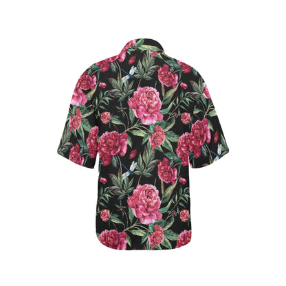 Peony Pattern Print Design PE04 Women's Hawaiian Shirt