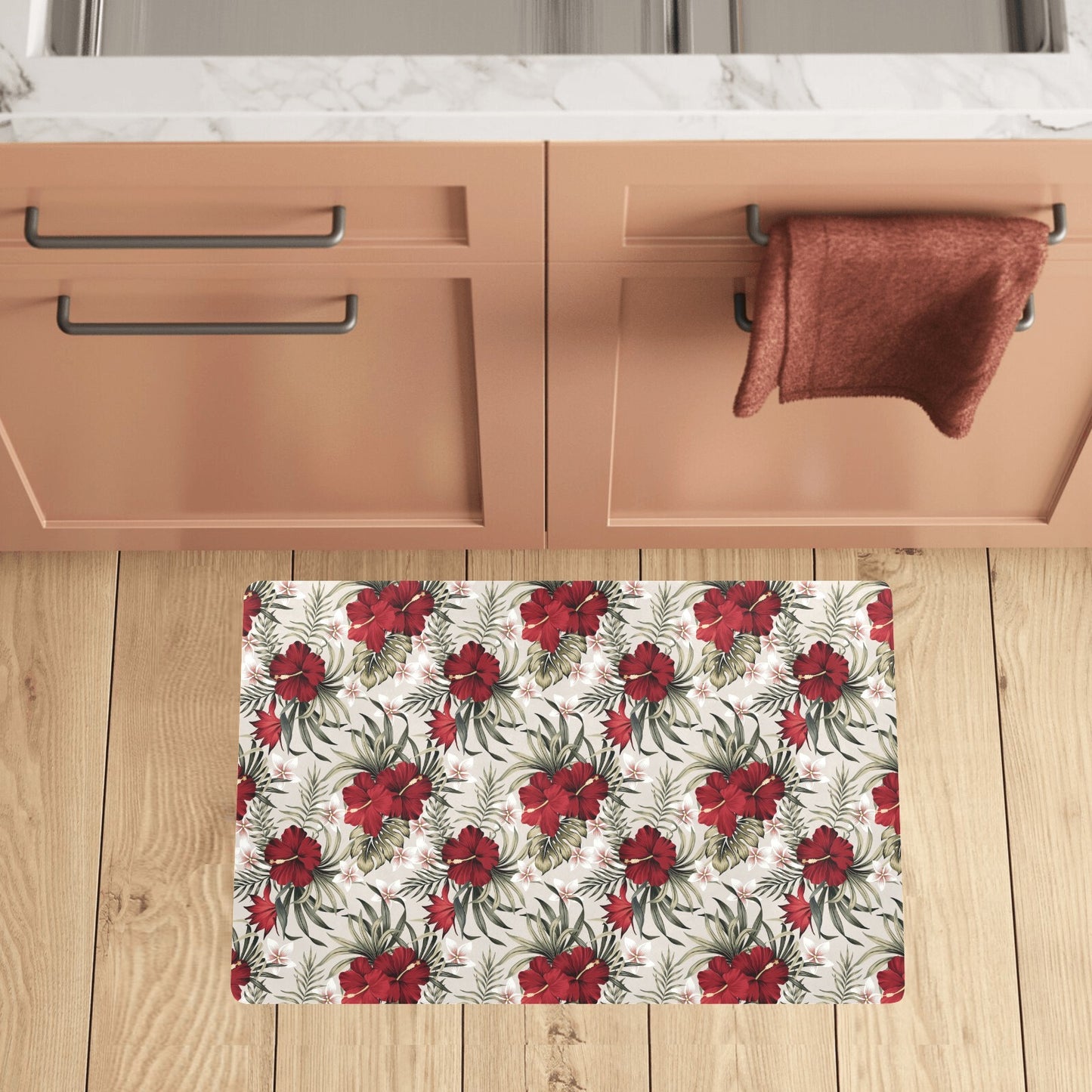 Hibiscus Print Design LKS3011 Kitchen Mat