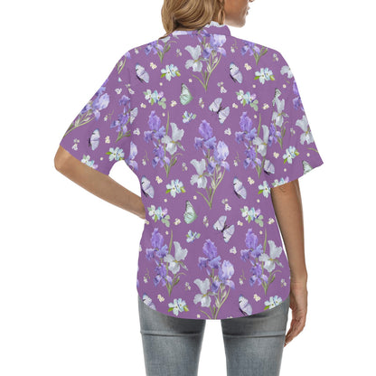 Iris Pattern Print Design IR09 Women's Hawaiian Shirt