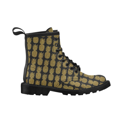 Gold Pineapple Pattern Print Design PP011 Women's Boots