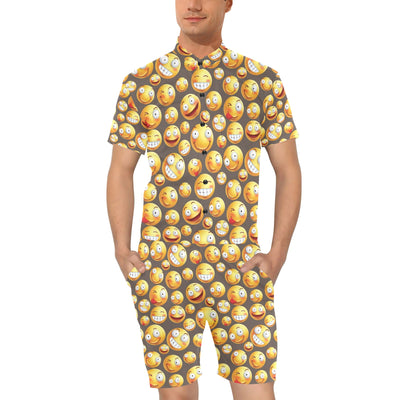 Smiley Face Emoji Print Design LKS303 Men's Romper