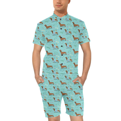 Dachshund Paw Decorative Print Pattern Men's Romper