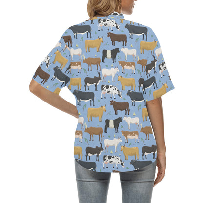 Cattle Pattern Print Design 02 Women's Hawaiian Shirt