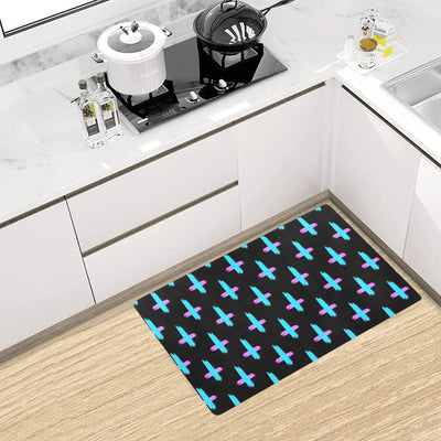 Christian Cross neon Pattern Kitchen Mat