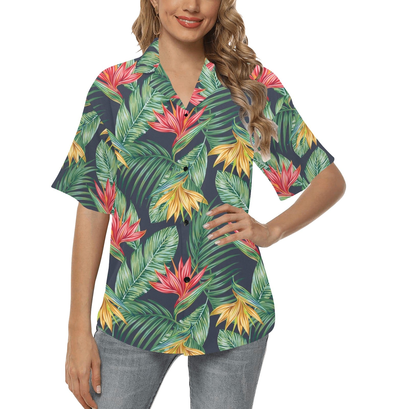 Bird Of Paradise Pattern Print Design BOP09 Women's Hawaiian Shirt