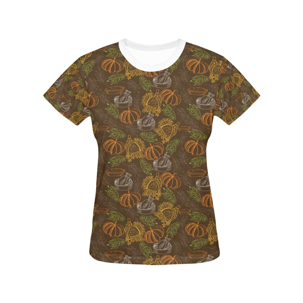 Thanksgiving Print Design LKS301 Women's  T-shirt