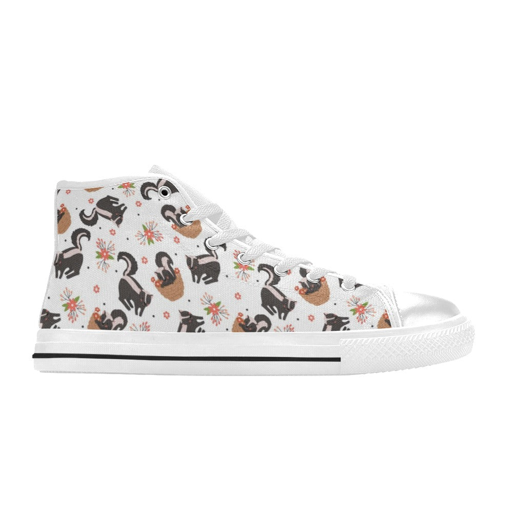 Skunk Print Design LKS304 High Top Women's White Shoes