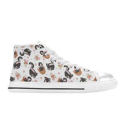 Skunk Print Design LKS304 High Top Women's White Shoes
