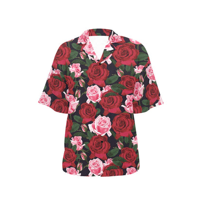Rose Red Pink Pattern Print Design RO01 Women's Hawaiian Shirt