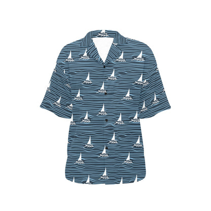 Sailboat Print Design LKS303 Women's Hawaiian Shirt