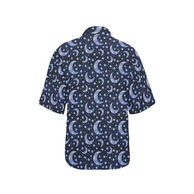 Celestial Moon Pattern Print Design 03 Women's Hawaiian Shirt