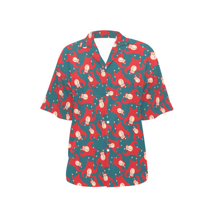 Chimpanzee Pattern Print Design 04 Women's Hawaiian Shirt