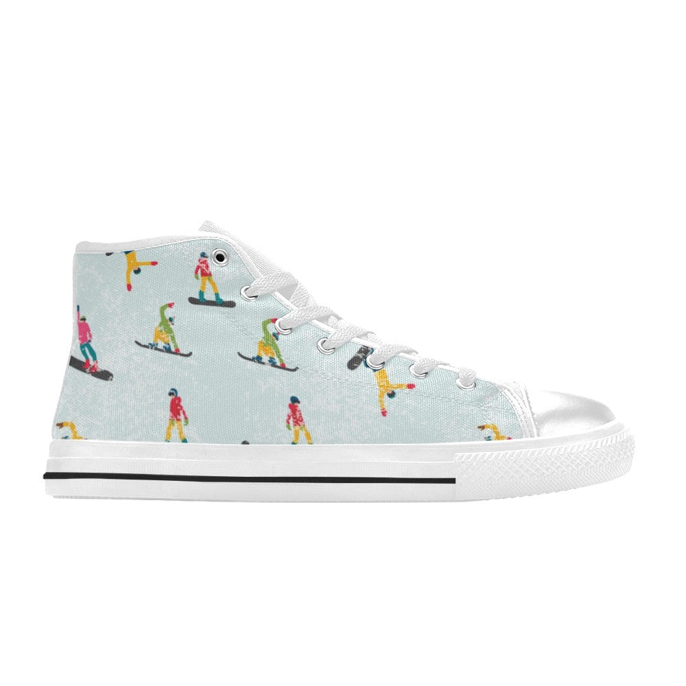 Snowboard Print Design LKS304 High Top Women's White Shoes
