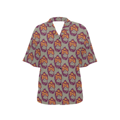 Chimpanzee Pattern Print Design 02 Women's Hawaiian Shirt
