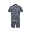 Damask Blue Luxury Print Pattern Men's Romper