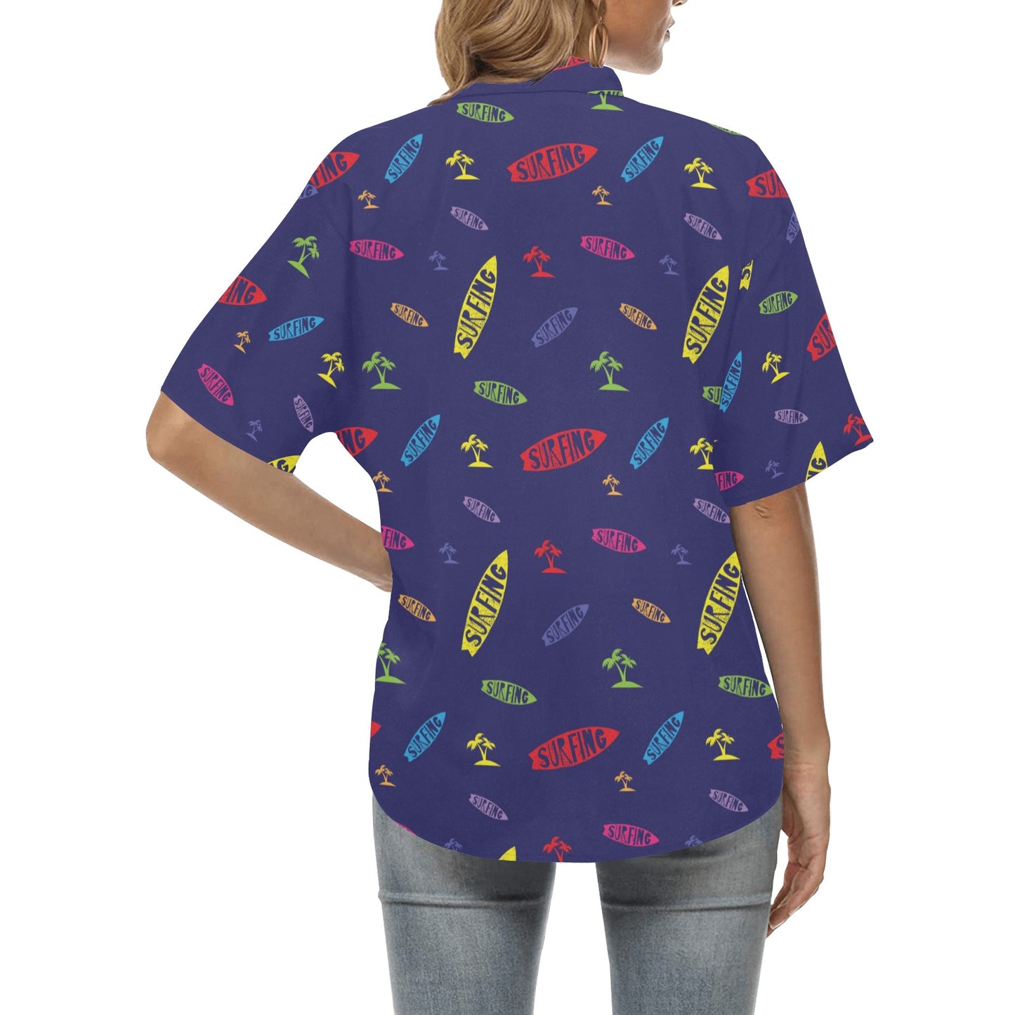 Surfboard Print Design LKS305 Women's Hawaiian Shirt