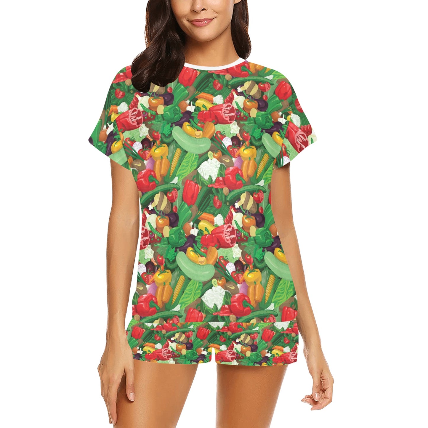 Salad Mix Vegetableprint Design LKS301 Women's Short Pajama Set