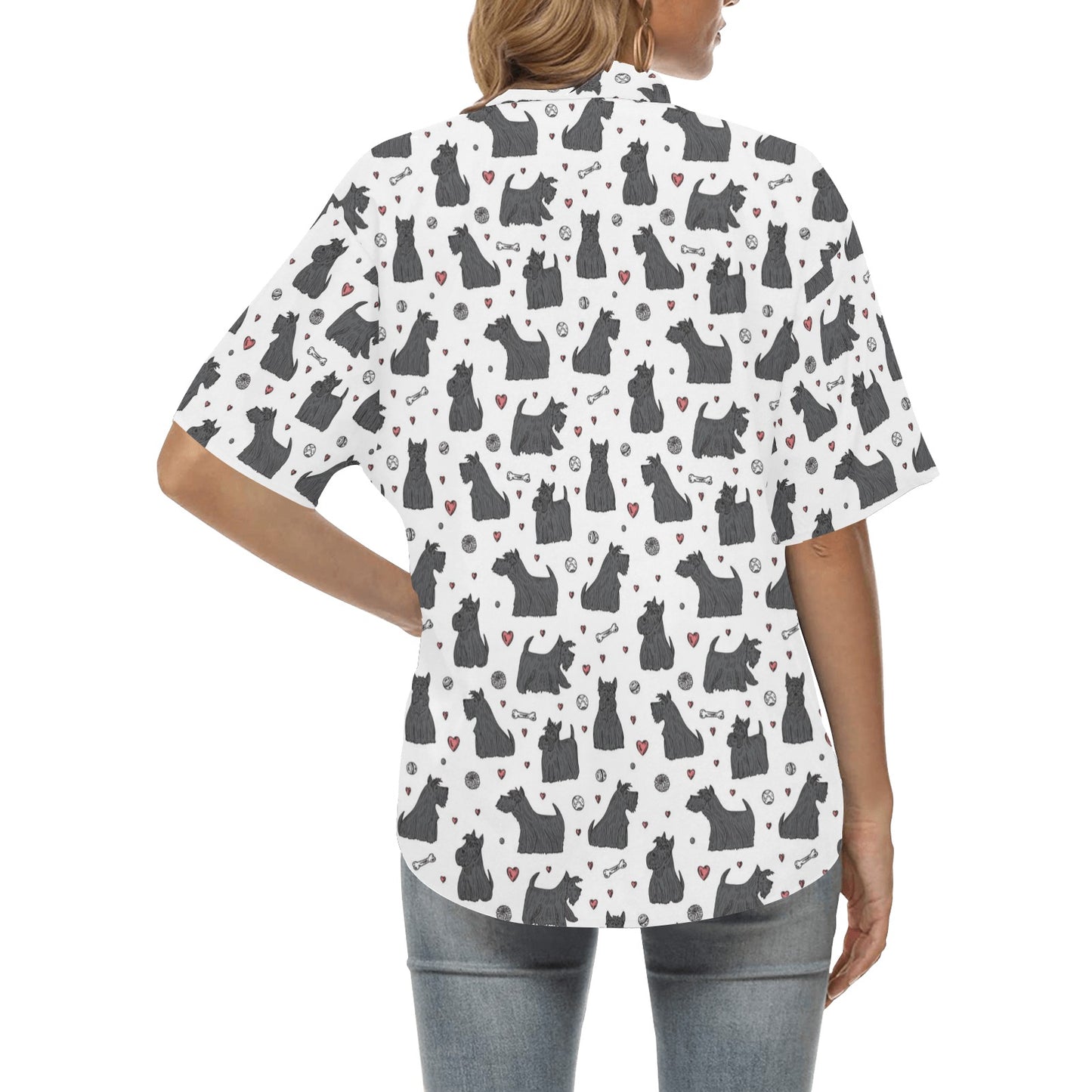 Scottish Terriers Print Design LKS3015 Women's Hawaiian Shirt