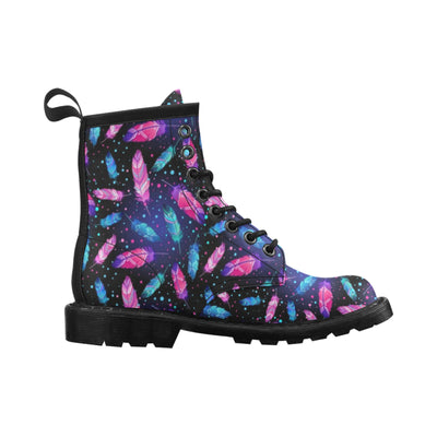 Feather Colorful Boho Design Print Women's Boots